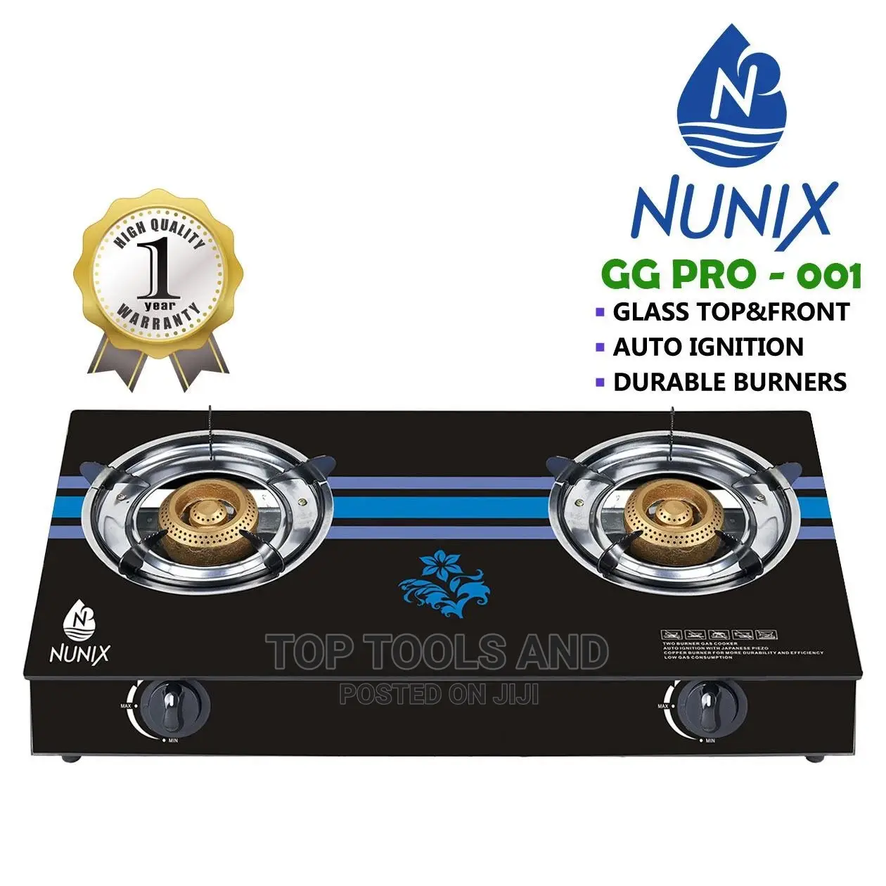Double Burner Glass Top Gas Cooker