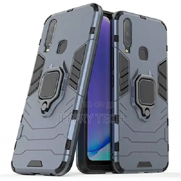 Ring Bumper Back Cover Kick Stand for Vivo Y12 - Blue
