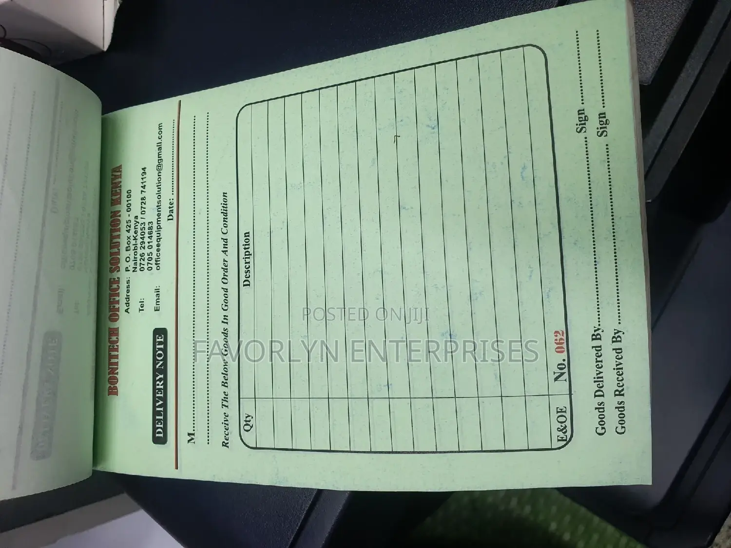 Delivery and Invoice Note Receipts