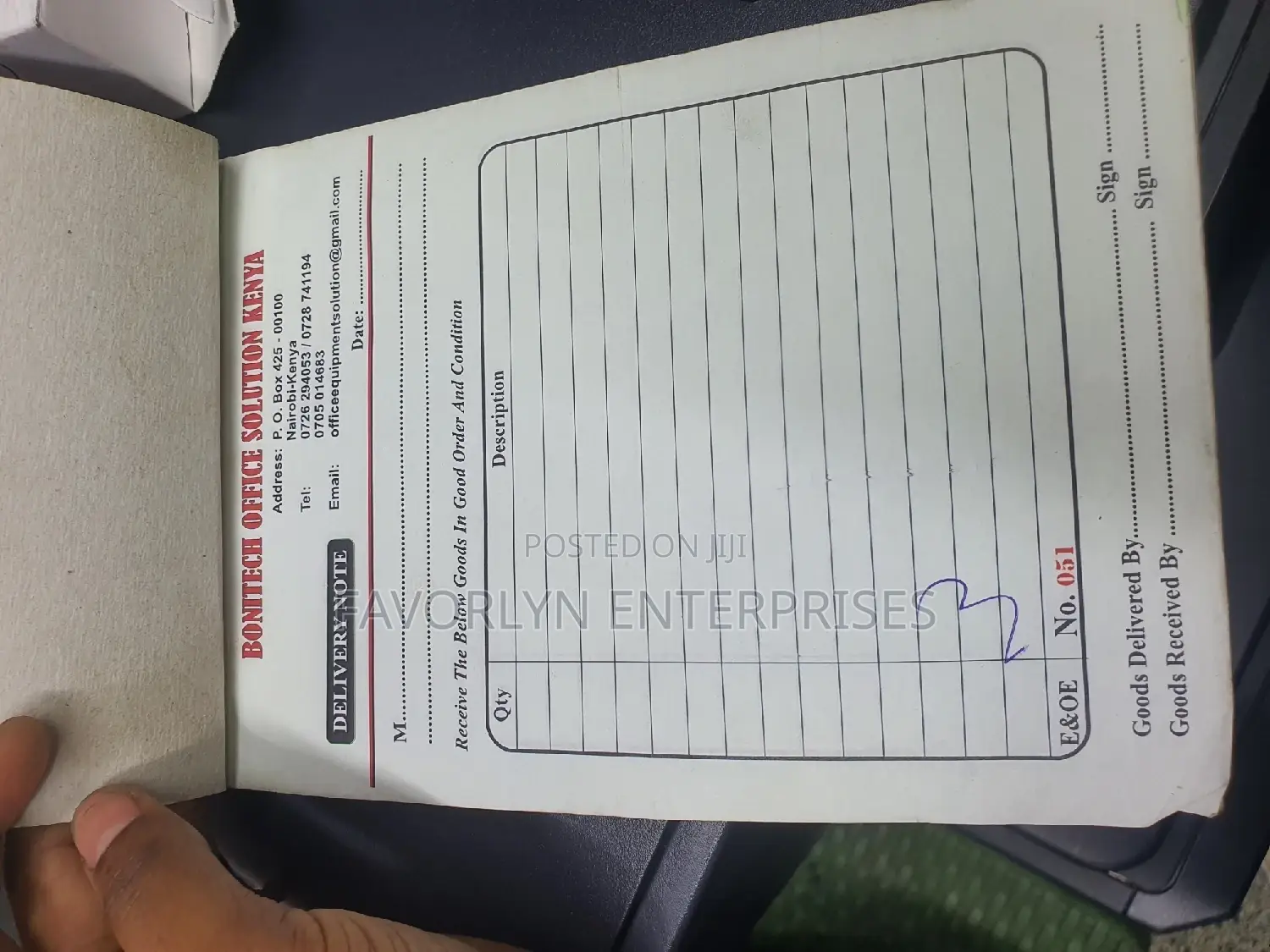 Delivery and Invoice Note Receipts