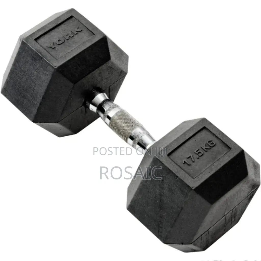Rubber Hexagonal Dumbbell 17.5 KGS