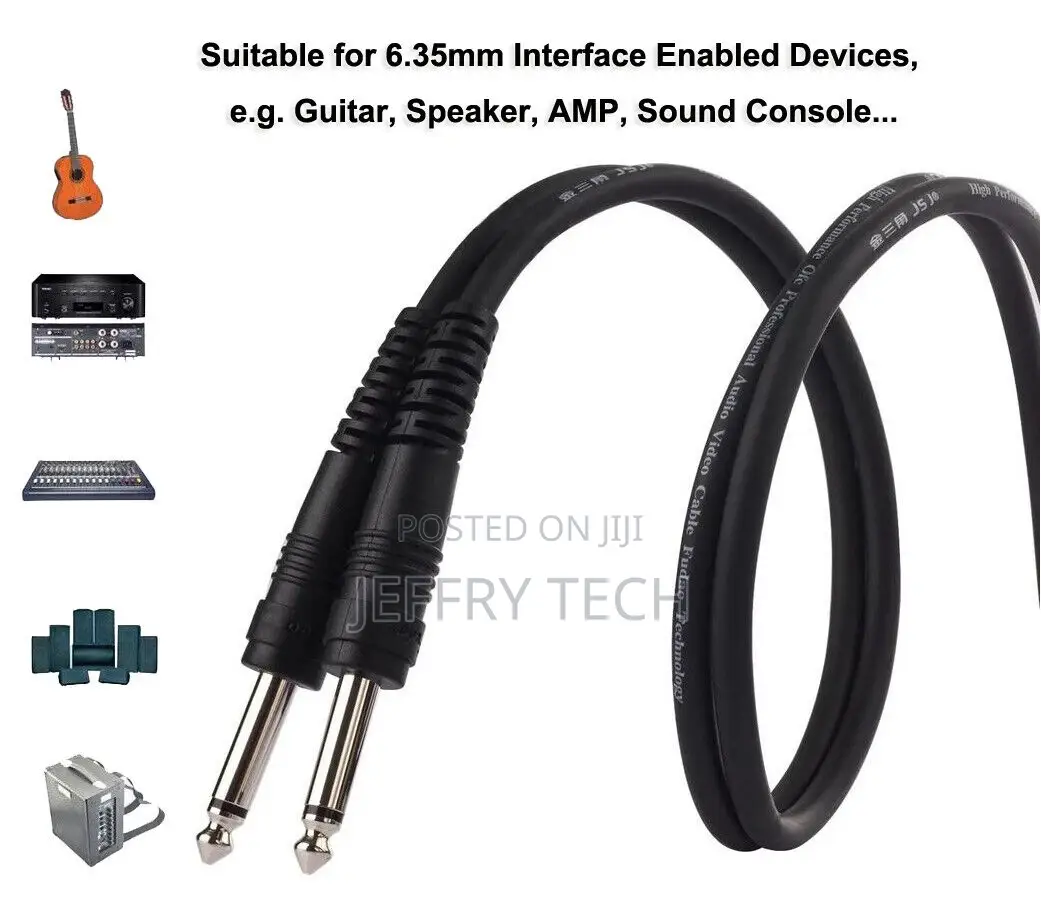 6.35mm 6.5mm 0.25" Mono Audio Plug Adapter Cable M/M Guitar