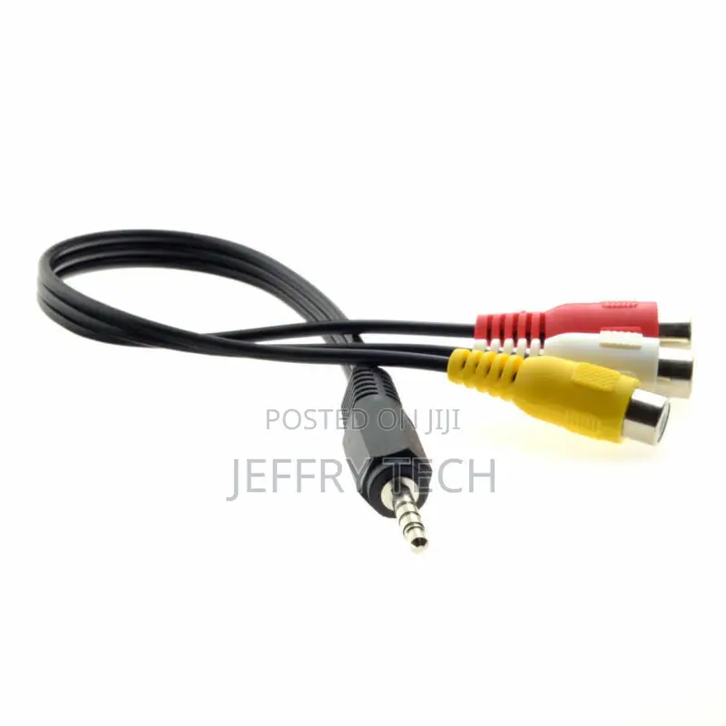 3.5mm 1/8" Male Stereo Car AUX to 3 RCA AV Female Cord Audio