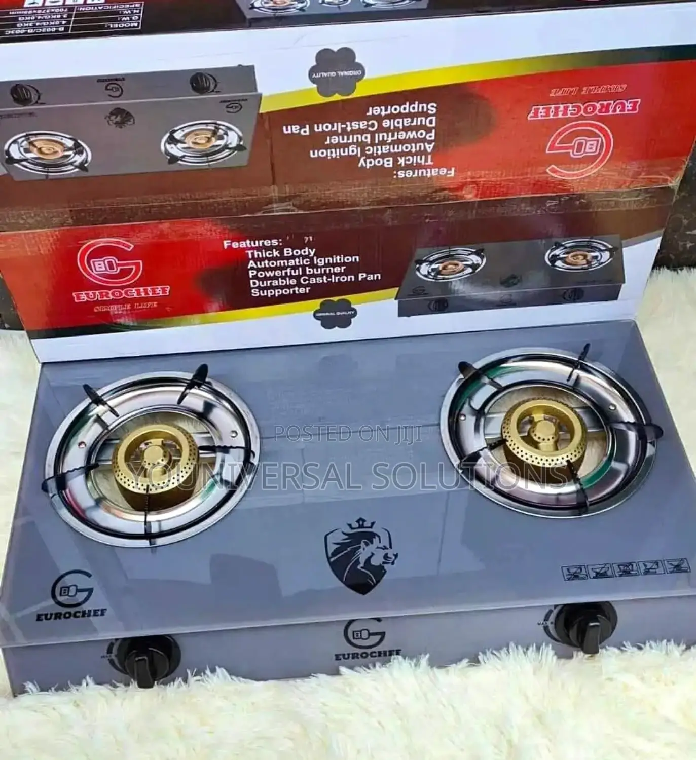 Eurocheff Glasstop Double Burner Gas Stove.