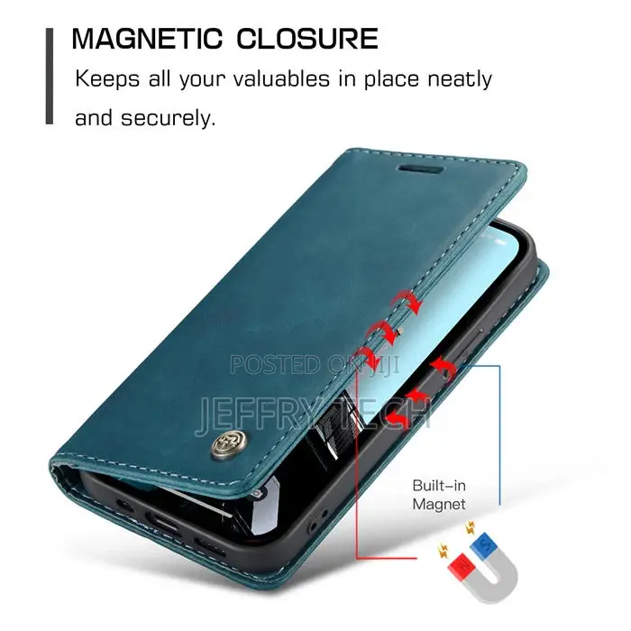 Caseme iPhone 14 Pro Max Wallet Kickstand Magnetic Case Blue