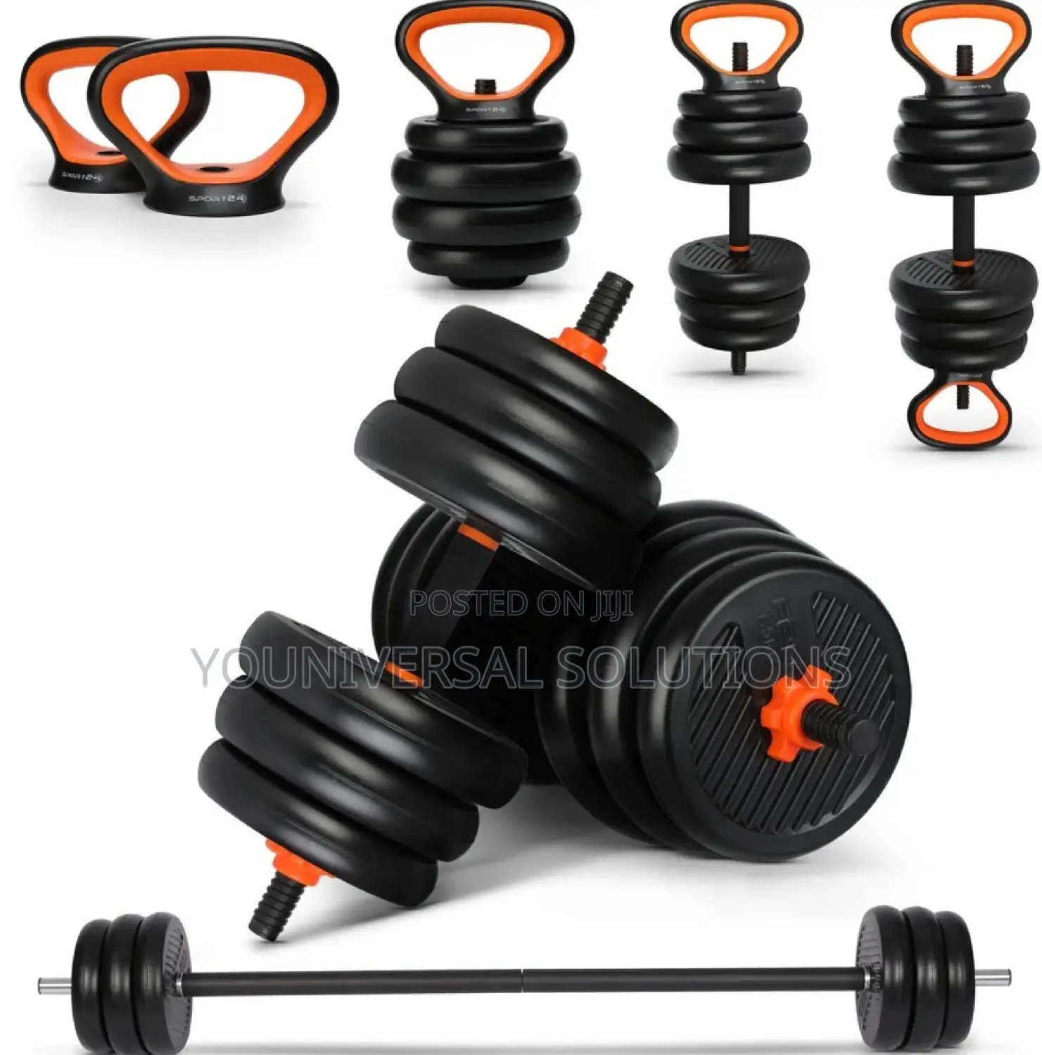 50kgs Dumbbell Set With Kettlebell and Barbell.