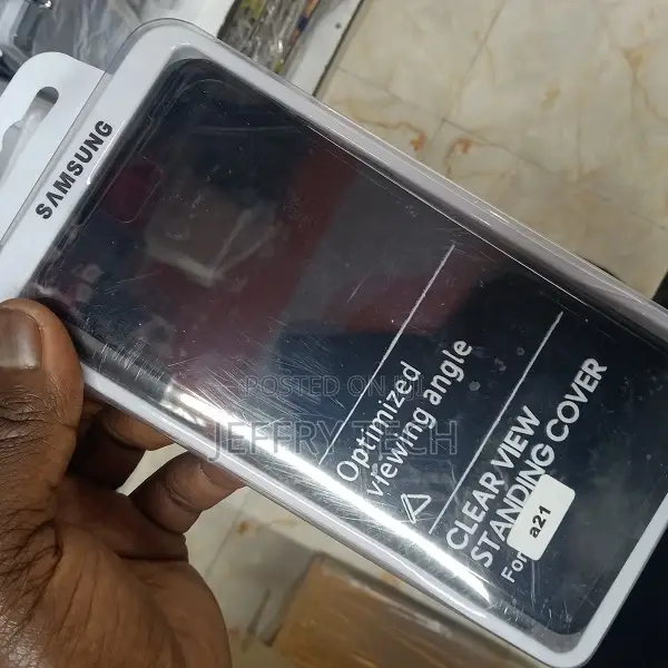 Flip Cover for Samsung A21,Mirror Flip Cover Semi Clear Vie