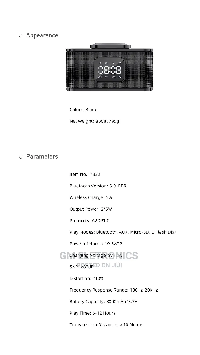 AWEI Y332 Wireless Speaker With Power Bank Clock.
