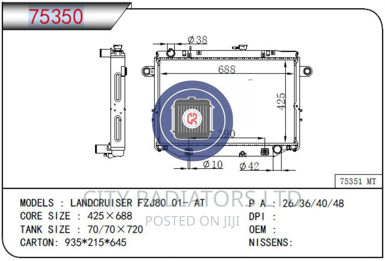 Toyota Landcruiser FJ80 Radiator.