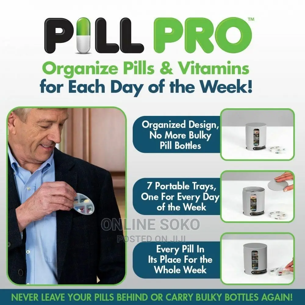 Pill Pro Compact Medicine Supplement Vitamins Organizer