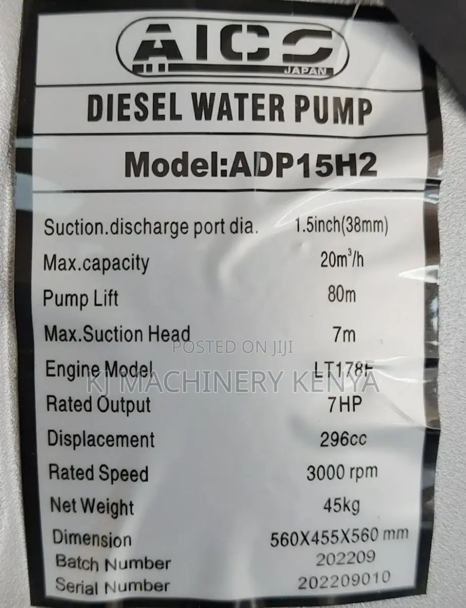 High Pressure Diesel Water Pump 1.5" Outlet