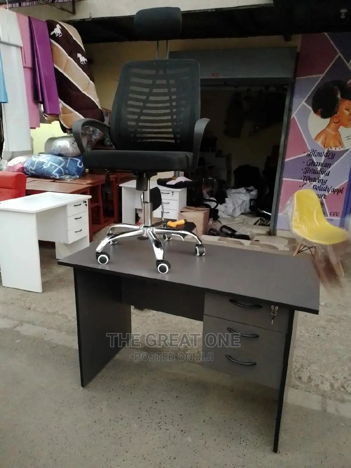 Office Desk and Headrest Office Chair