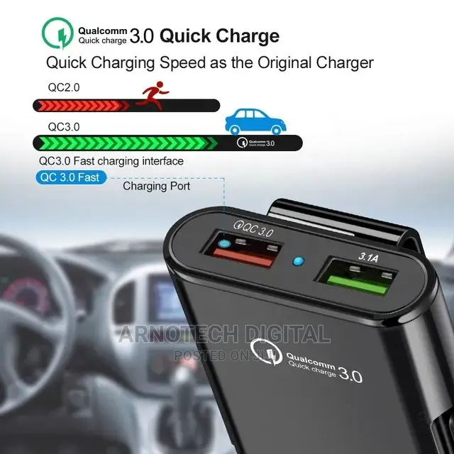 Universal 4-Port Car Phone Fast Charger