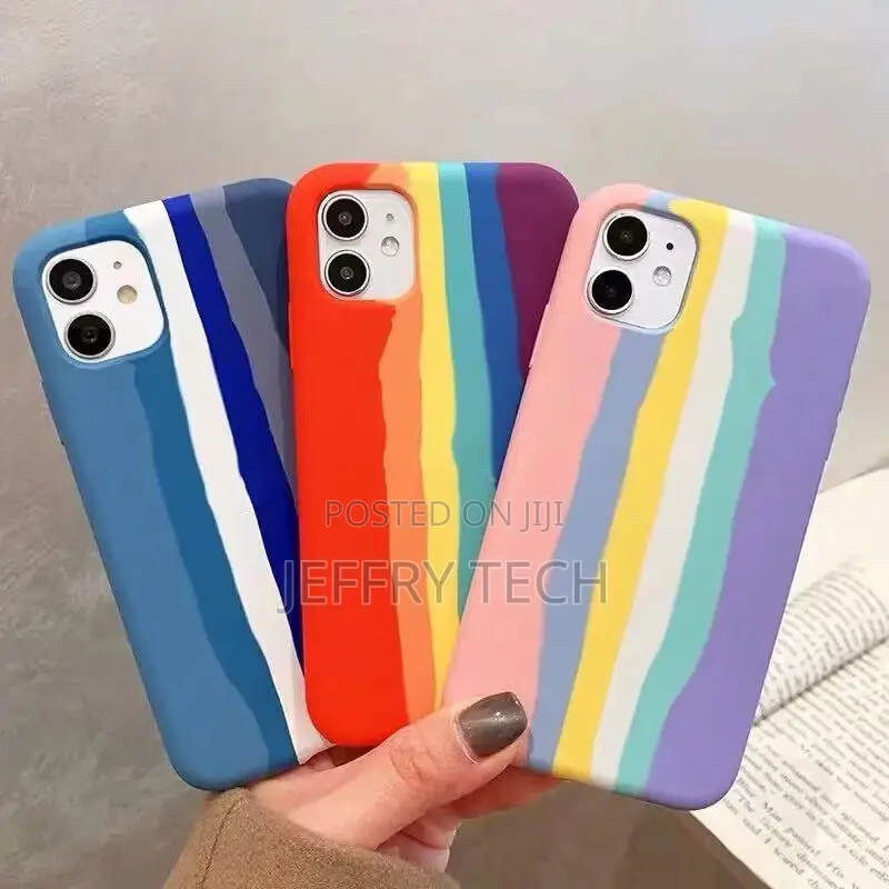 Case for iPhone 11 12 13 Pro Mini Max XR X Rainbow Silicon