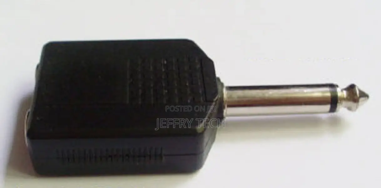 Mono 1/4" 6.35mm Audio Y Adapter Splitter 1 Male Plug to 2 F