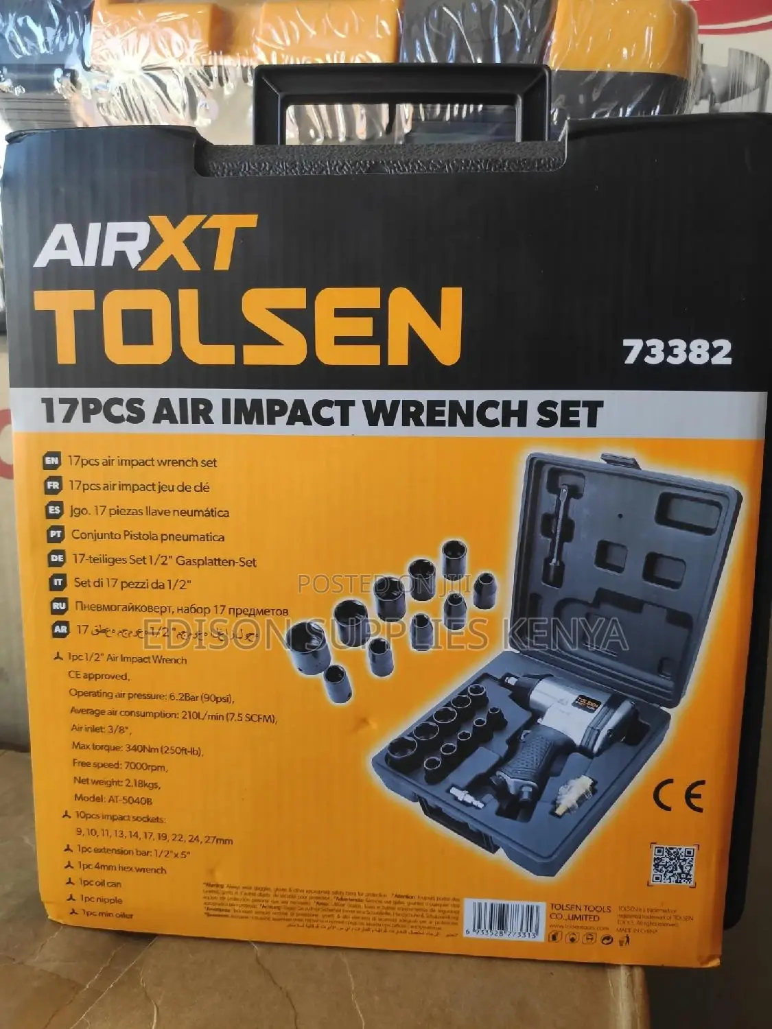 Tolsen Air Impact Wrench Set 17pcs 1/2" Drive 340nm 73382