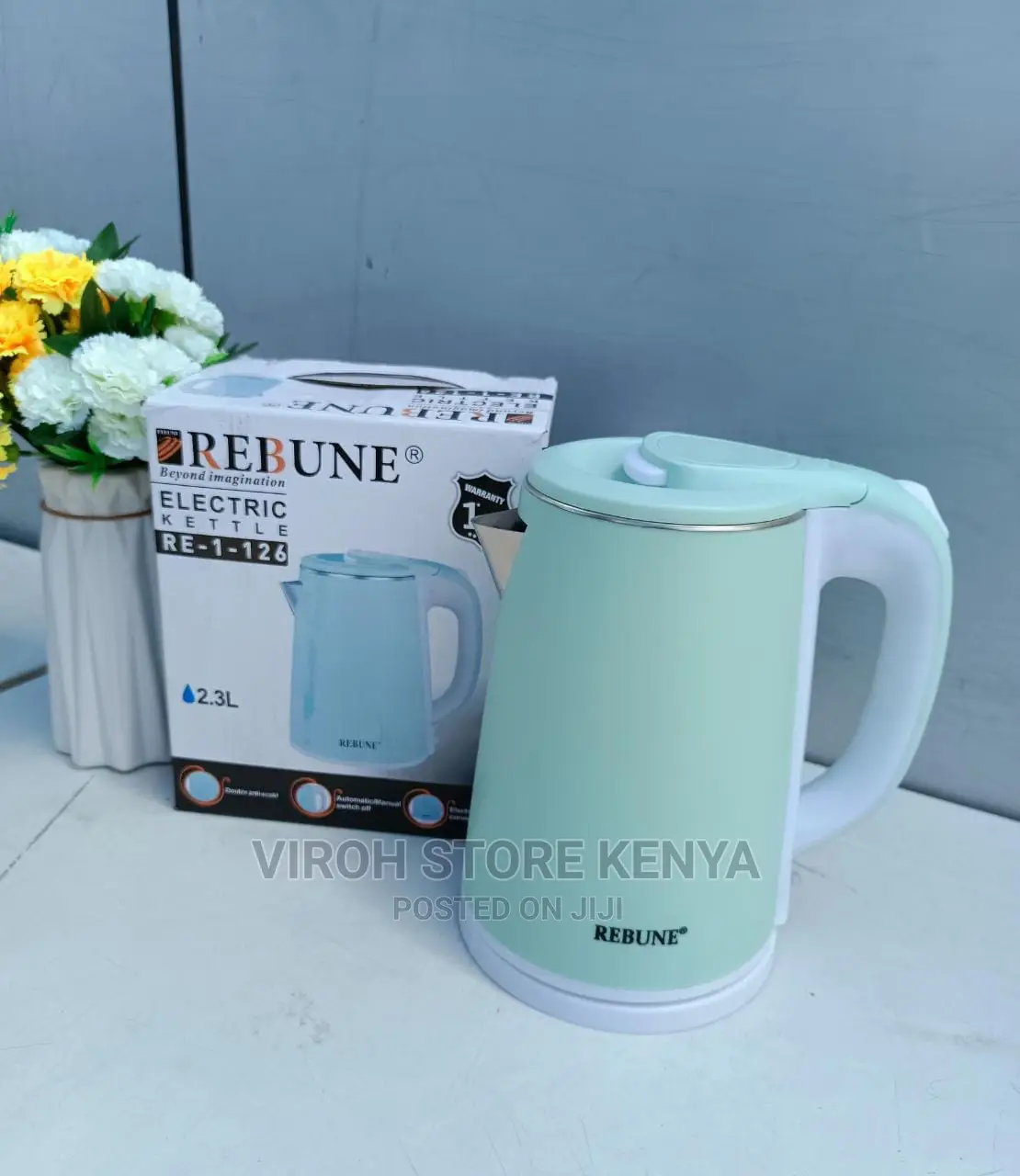 REBUNE New Model Electric White Kettle