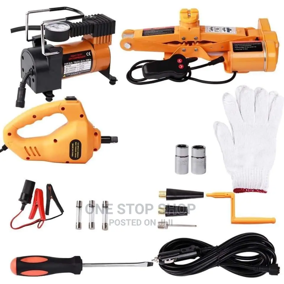 Emergency 3ton Electric Jack With Electric Wrench + Inflator
