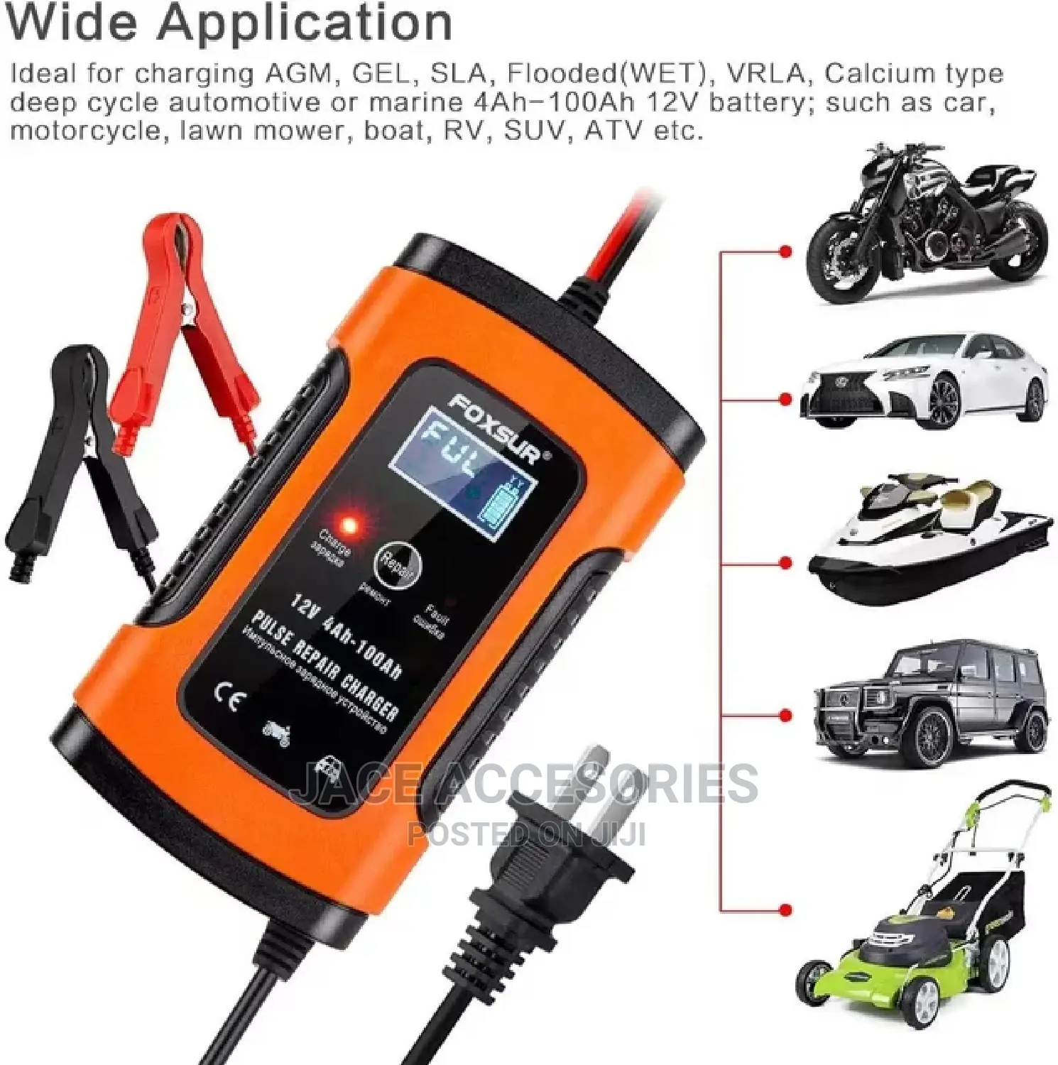 Lead Acid Battery Charger for Cars,Rtv, Mowers