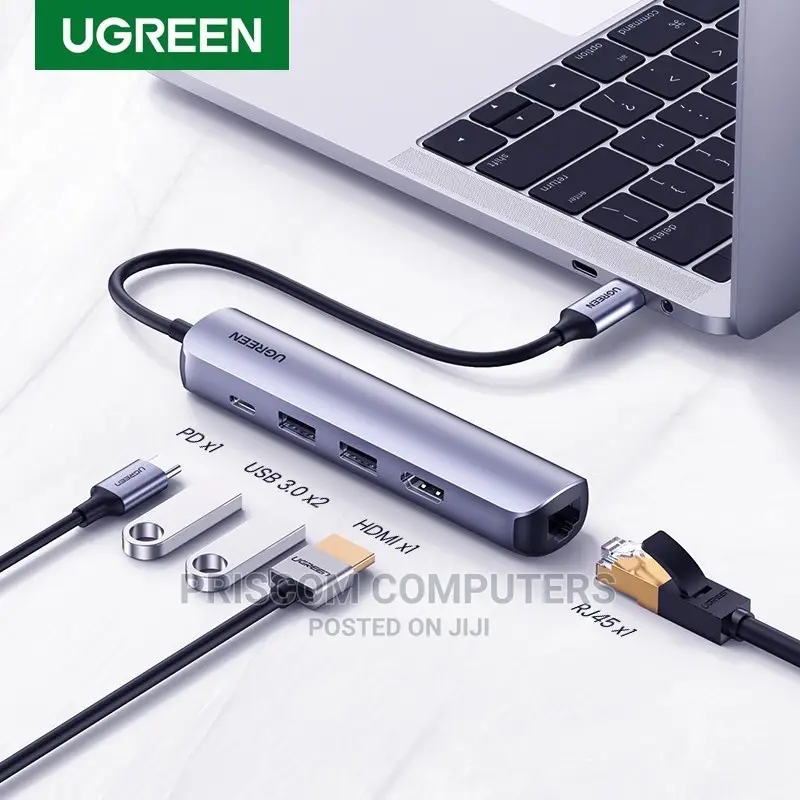 5 in 1 USB Type C Hub Hdmi USB C Rj45 Lan Adapter