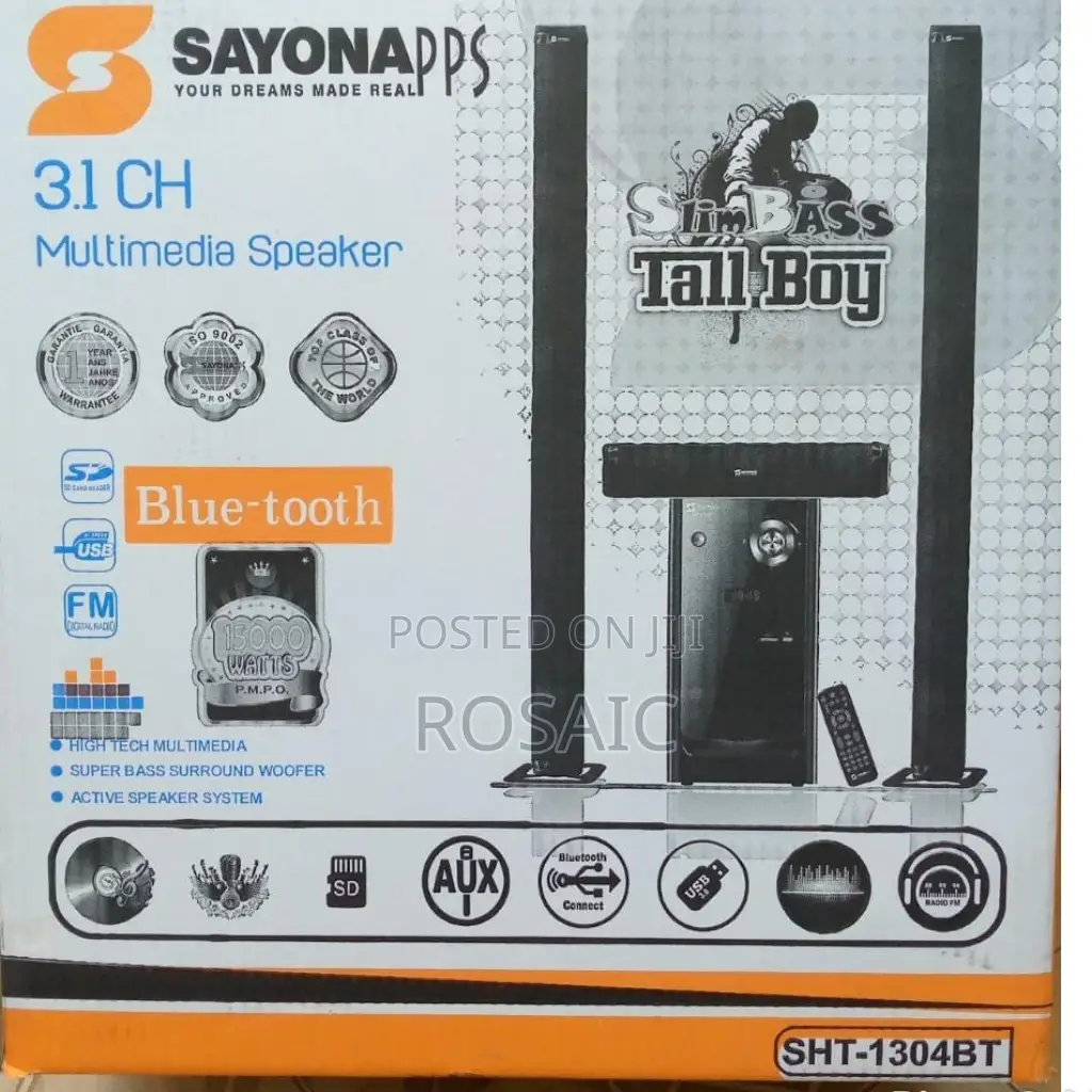3.1ch Sayona Sht-1304bt Multimedia System Tall Boy Woofer