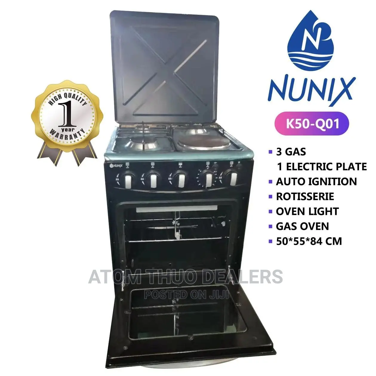 Nunnix Standing Cooker 3gas 1 Electric. Gas Oven