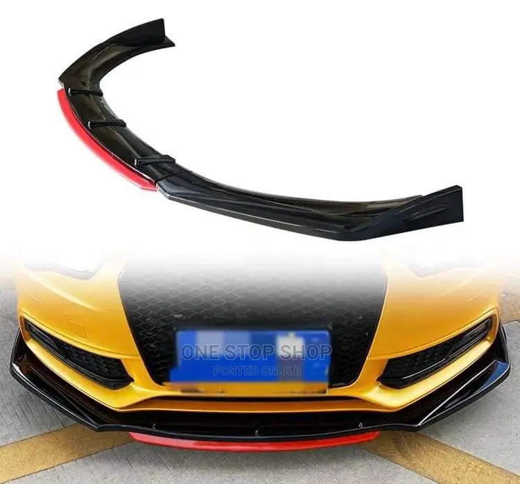 Car Fitted With Gloss Black Red Lip Universal Body Kit