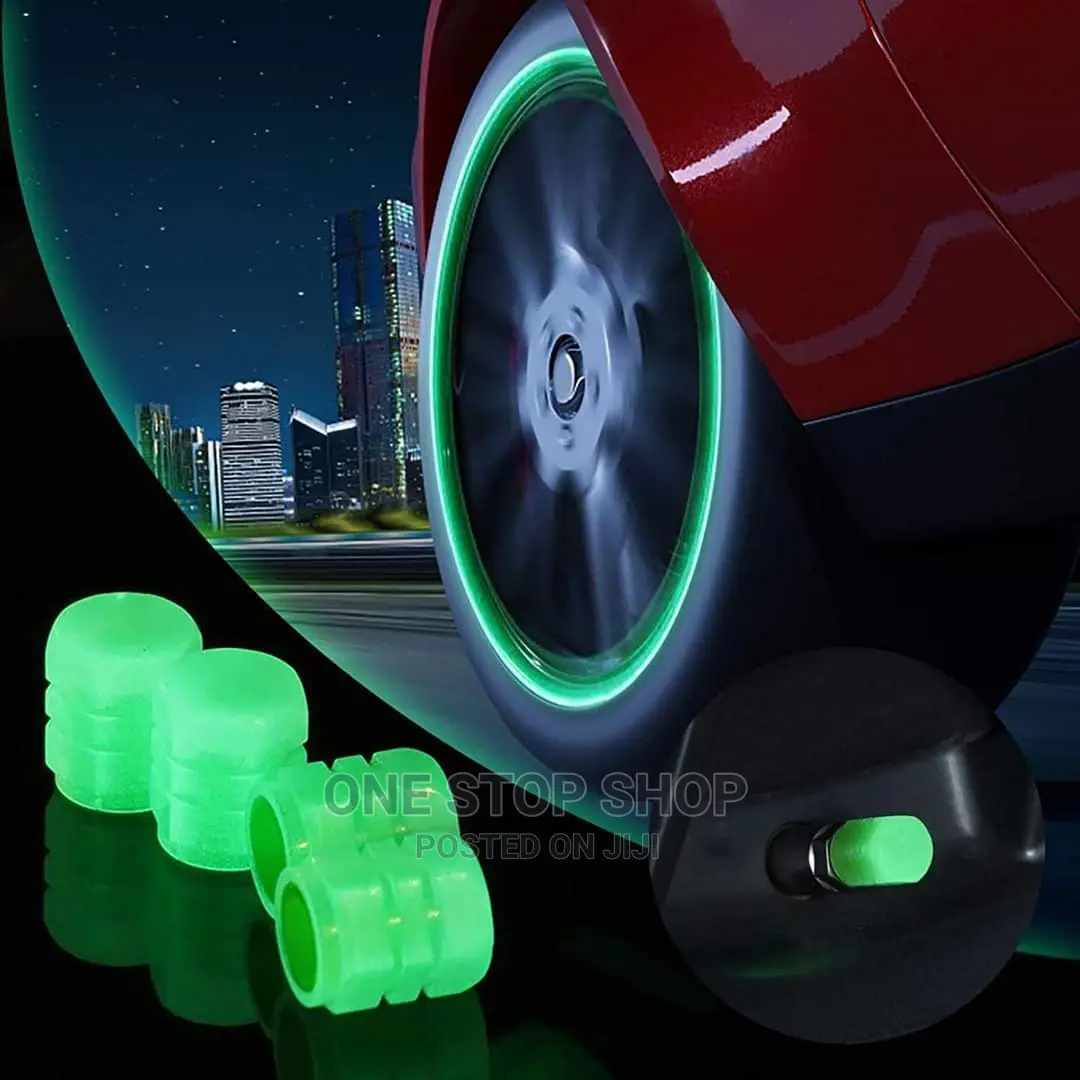 Illuminating Green Tire Valve Caps