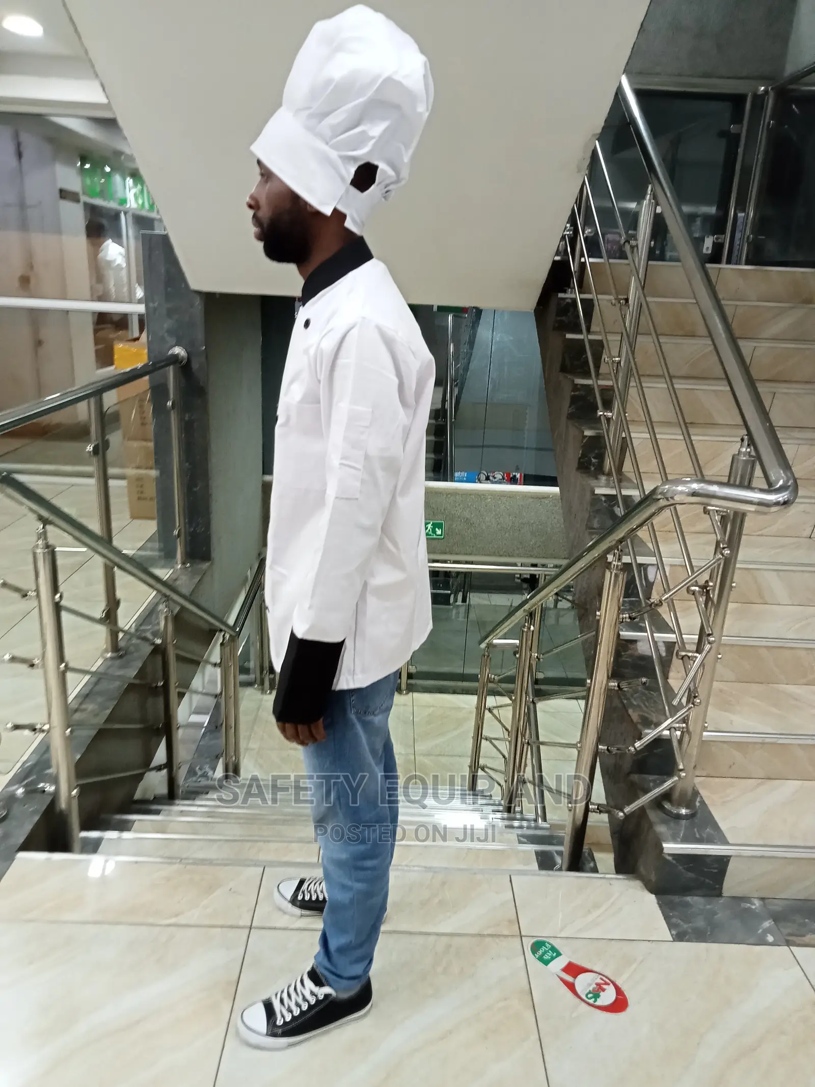 White Chef Jacket With Black Decorations