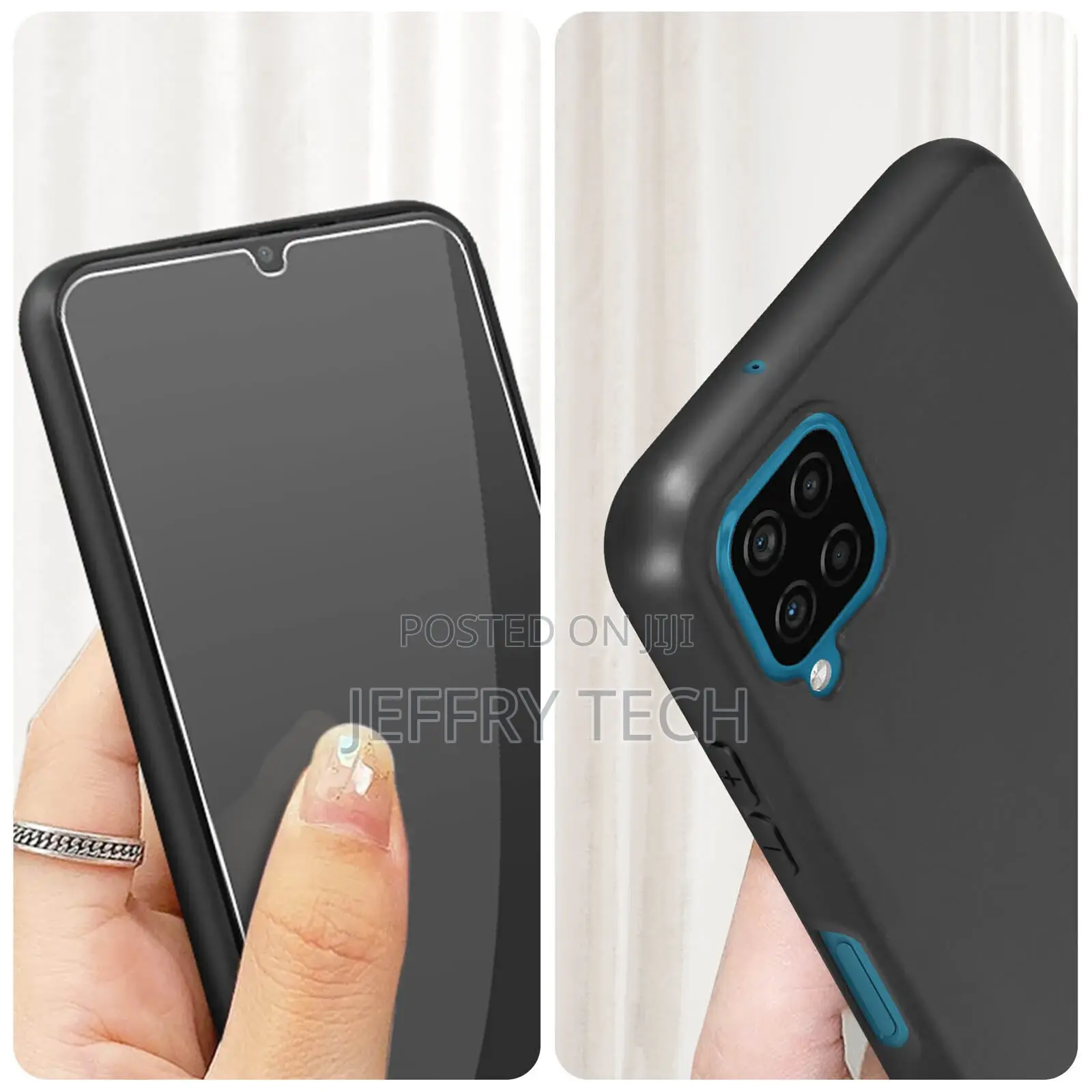 Case for Samsung Galaxy A12 Soft Black and Tempered Glass 9H