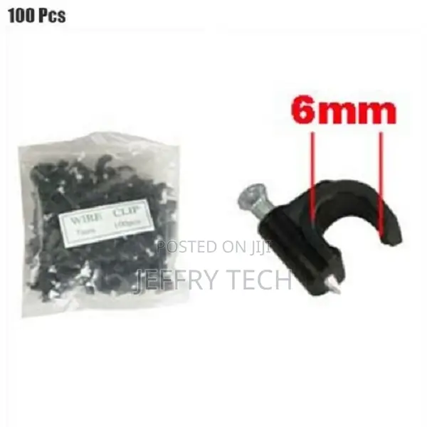 100 Pcs 6mm Nail Cable Clip Clamp Tacks RG59 Coax Cat6 Cat5e