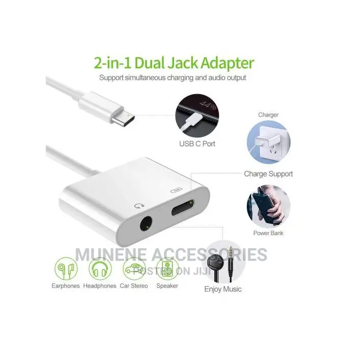 TYPE C Adapter Splitter, 2 In 1 Aux Headphone Jack Audio