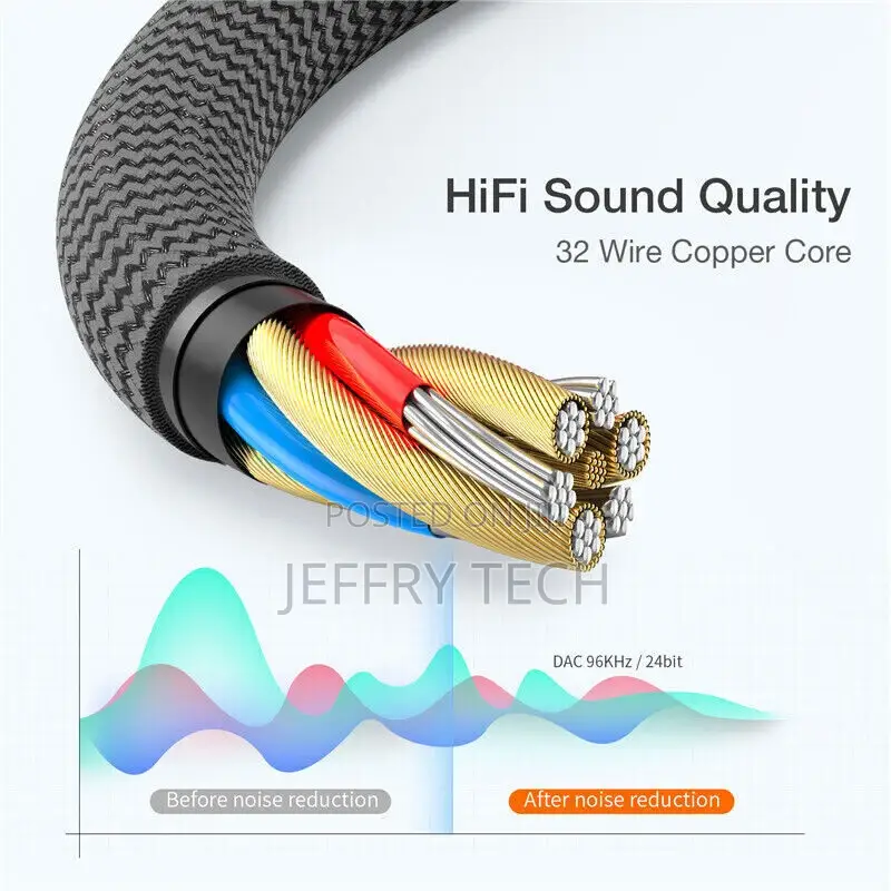 Type C to 3.5mm Jack Cable Car Stereo Audio Aux Adapter Head