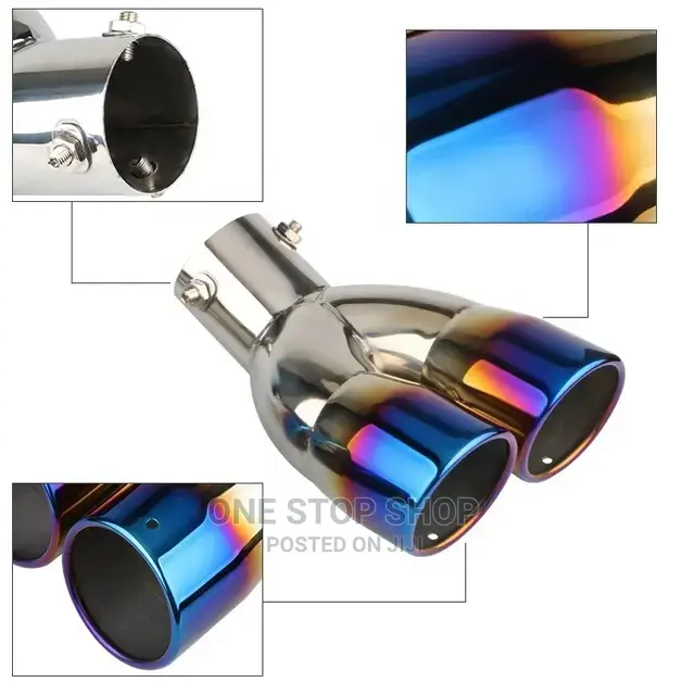 Universal Double Exhaust Stainless Rear Tail Throat Pipe Tip