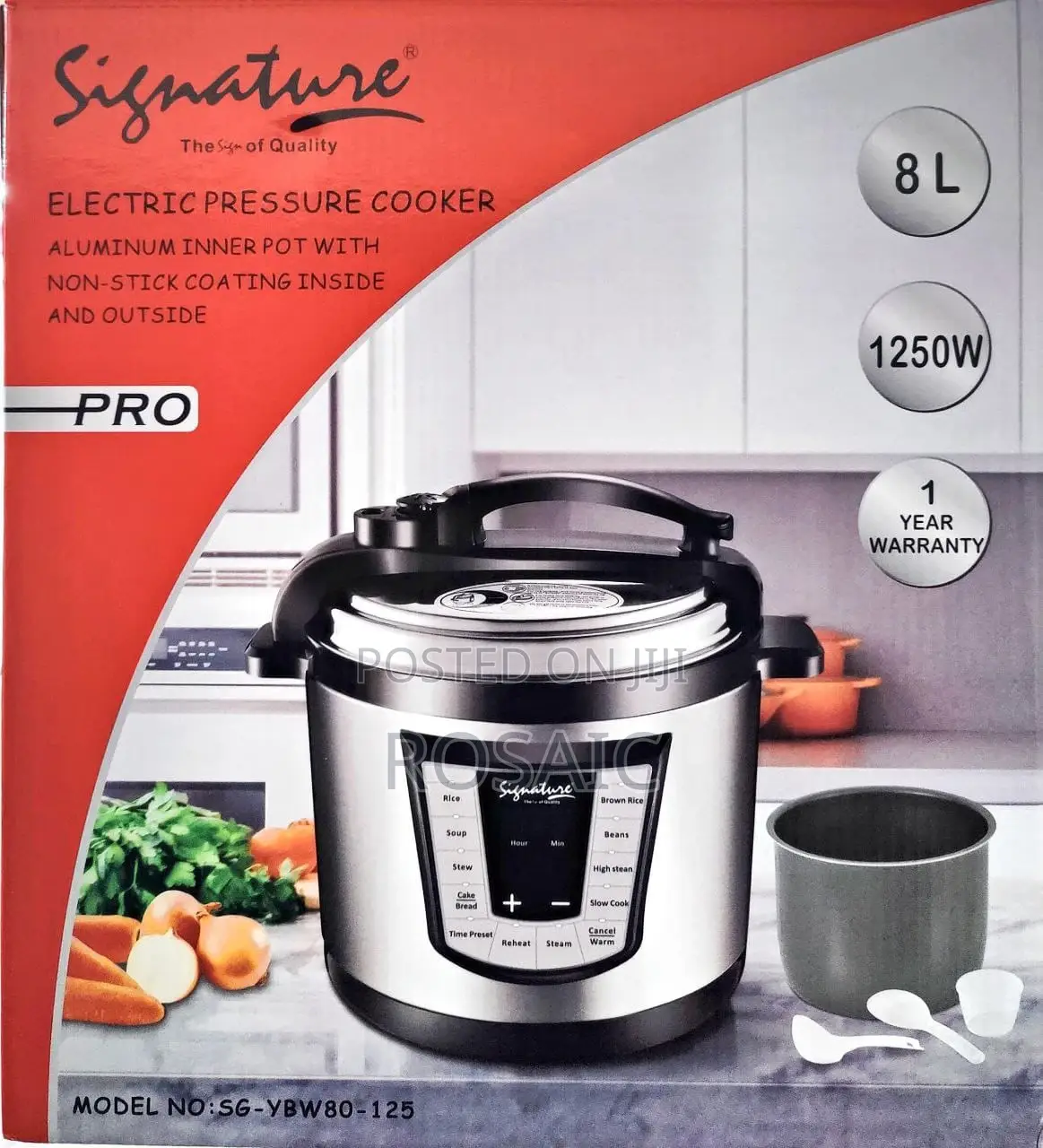 *8 Ltr Electric Pressure Cooker 1250W at 7700*