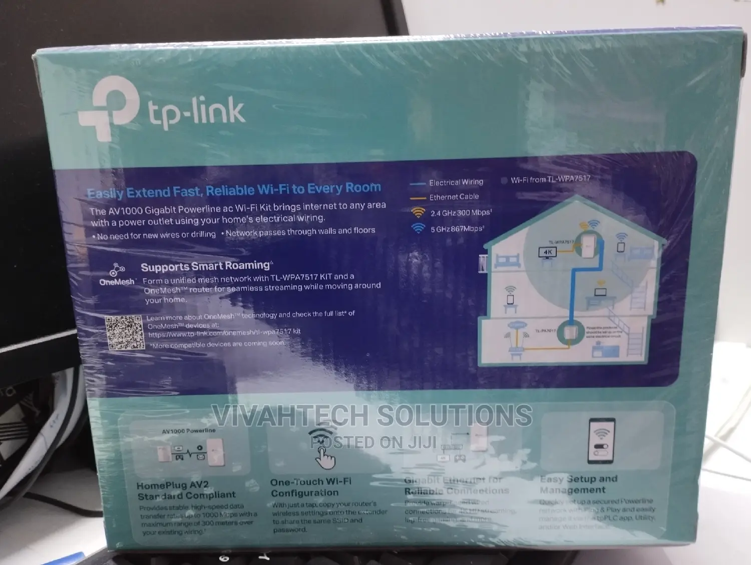 Tp-Link Powerline Wifi Extender (Tl-Wpa7517kit) Av1000