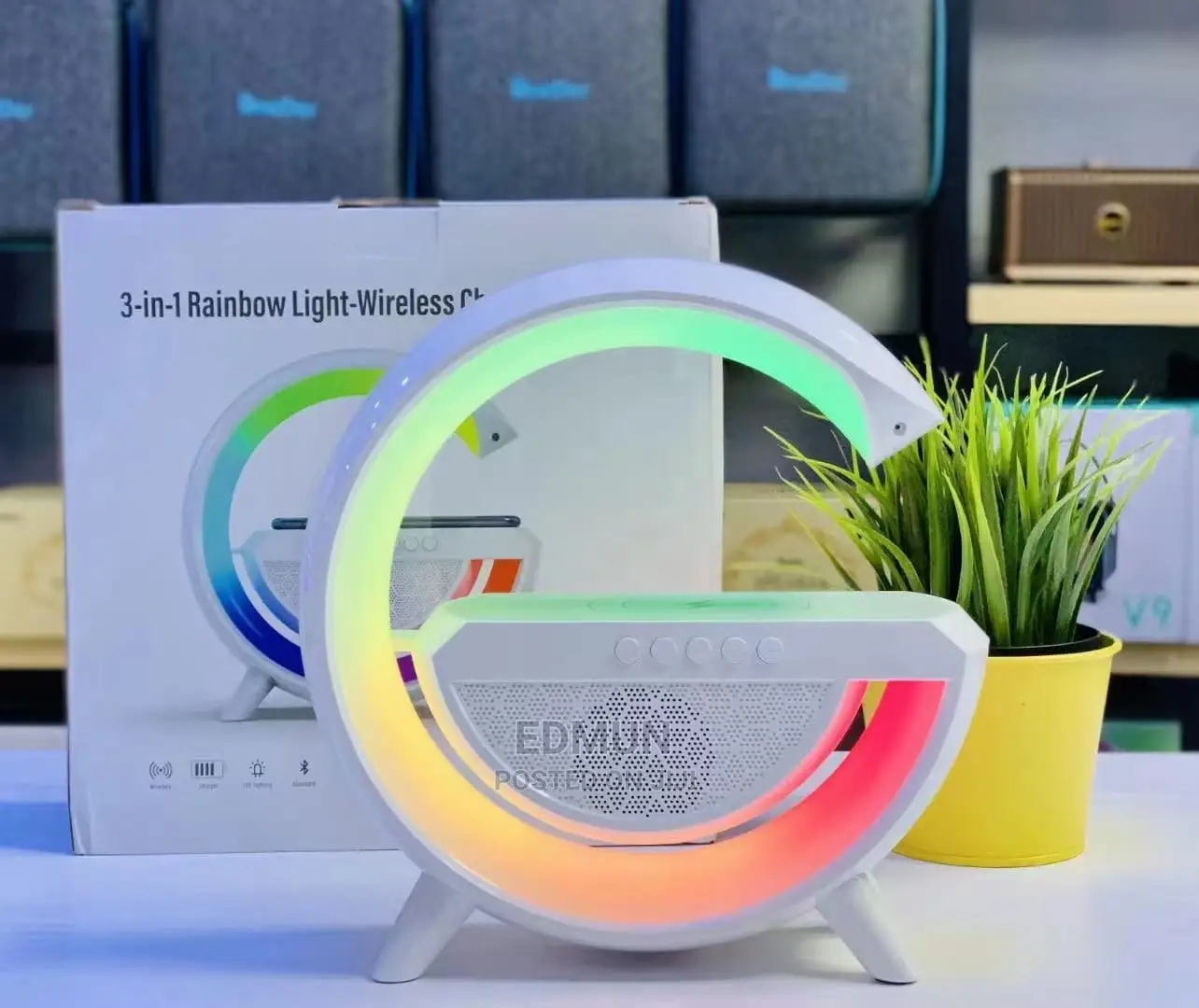 3 in 1 Rainbow Light-Wireless Charger-Speaker