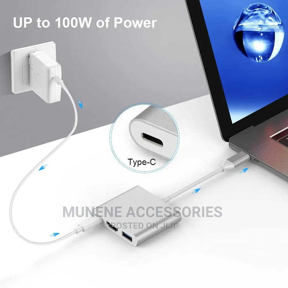 USB C to HDMI Adapter,3-in-1 Type-C Hub Pd Charging Port