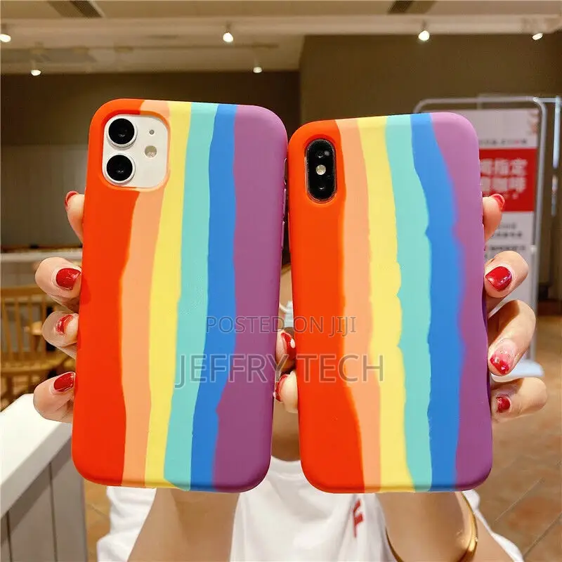 iPhone 14 13 12 Pro Max 11 XS XR 7 8 Liquid Silicone Rainbo