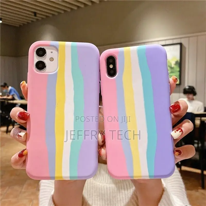 iPhone 14 13 12 Pro Max 11 XS XR 7 8 Liquid Silicone Rainbo