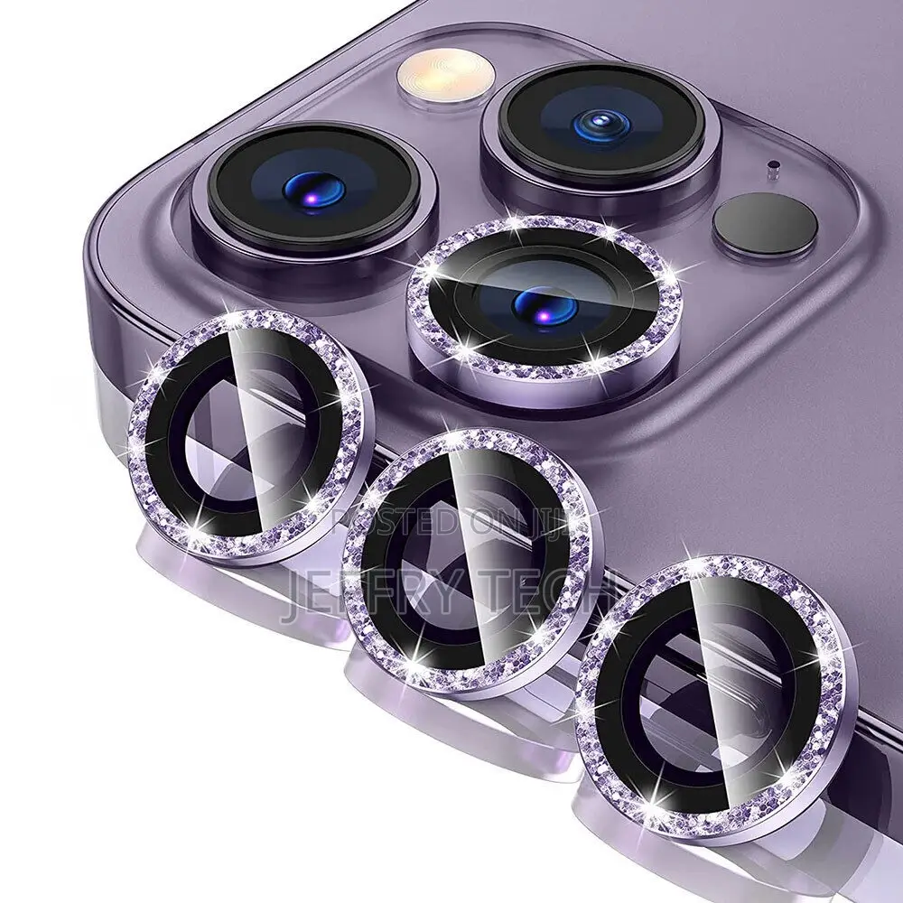 iPhone 14 13 Pro Max 11 12 Glitter Bling Lens Tempered Glas