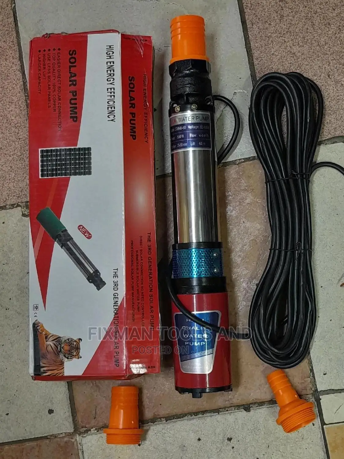Deep Well Solar Submersible Water Pump 550W 48 v 60 Metres