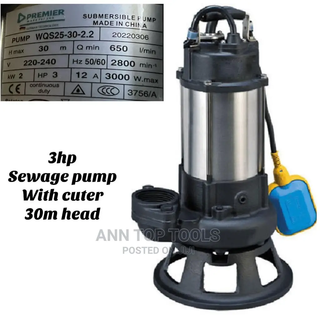 Sewage Pump 3hp, 30mtr Head