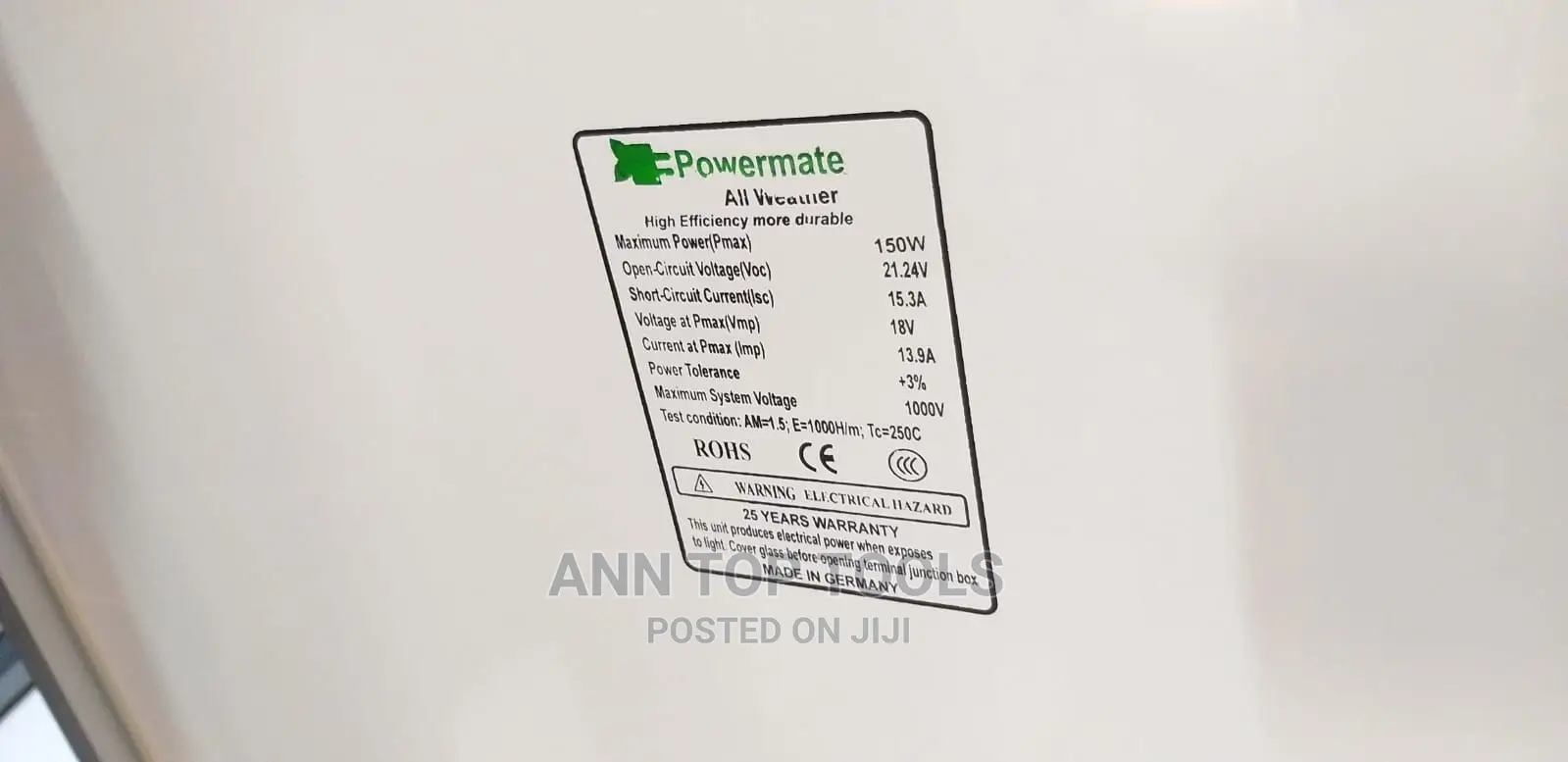 Original Powermate 150watts Solar Panel