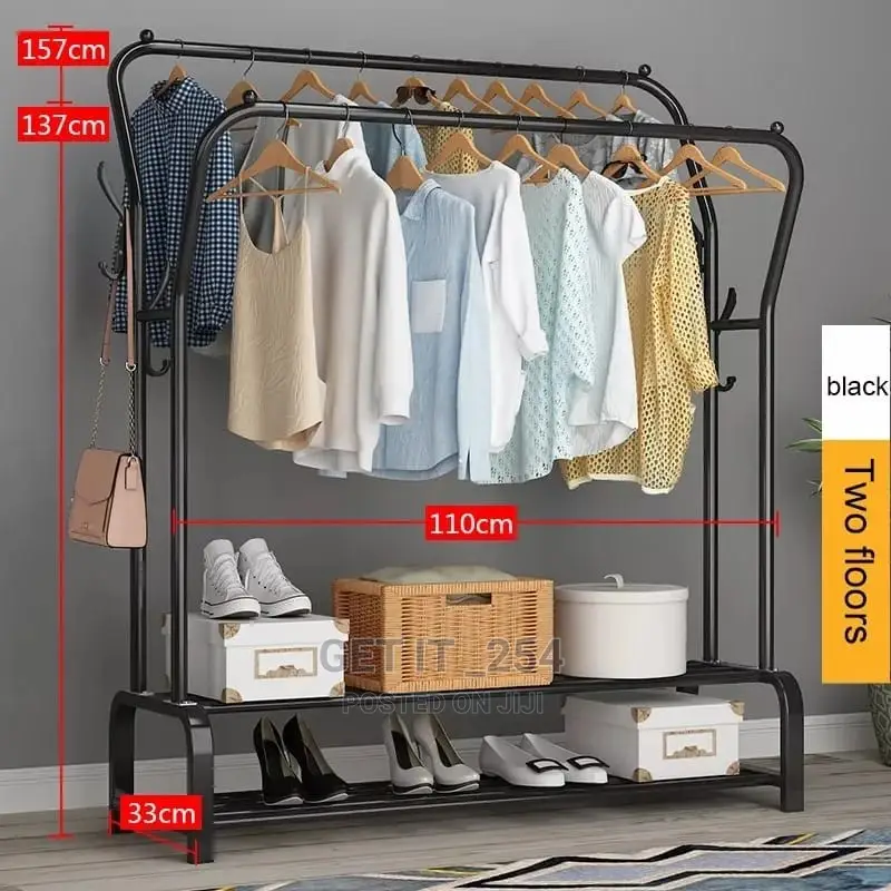 *Curved Double Pole Cloth Rack