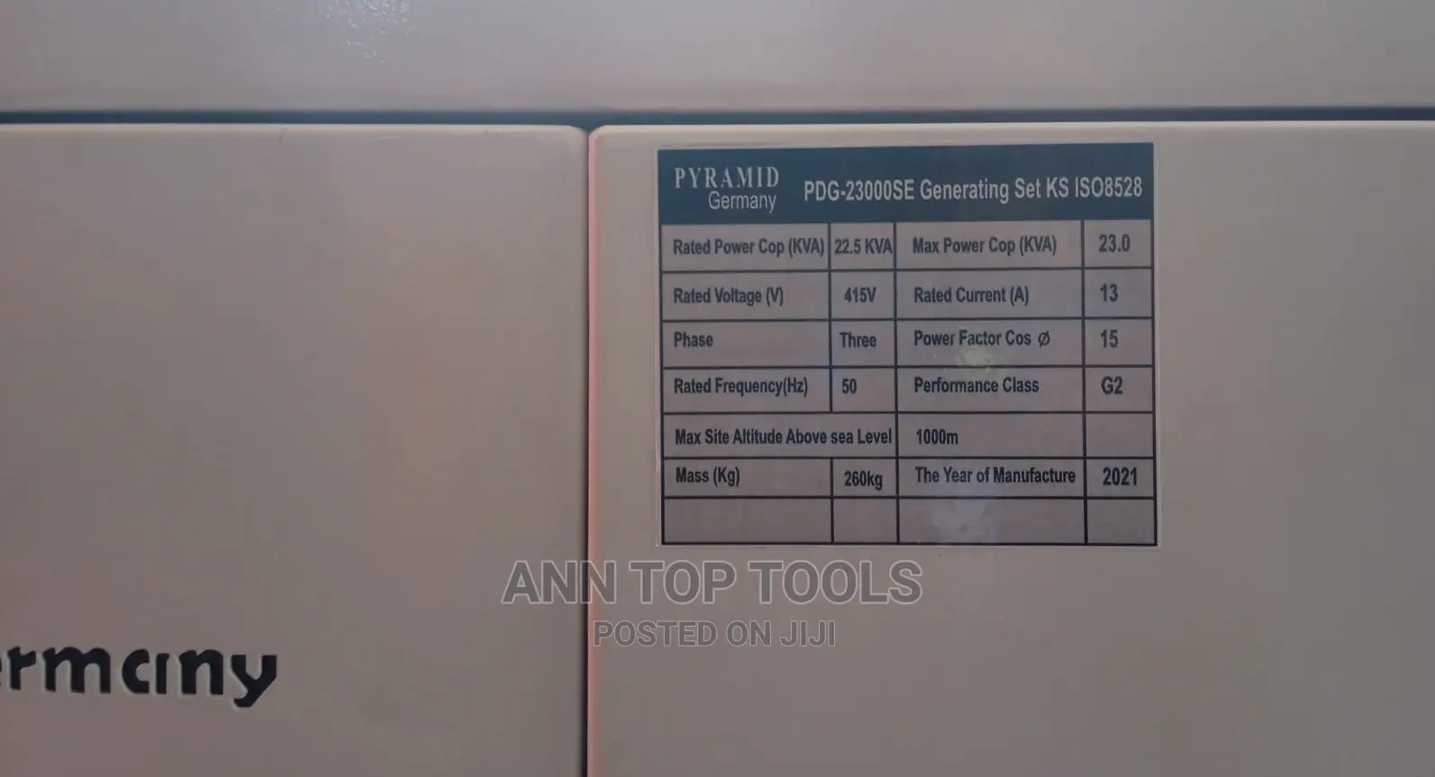 Pyramid Germany 3phase Generator + ATS 23KVA