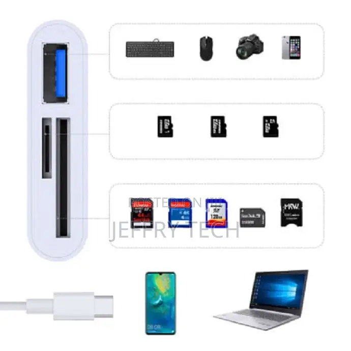 Type-C to USB 3.0 + TF/ SD Card Slot Reading Plug and Play O