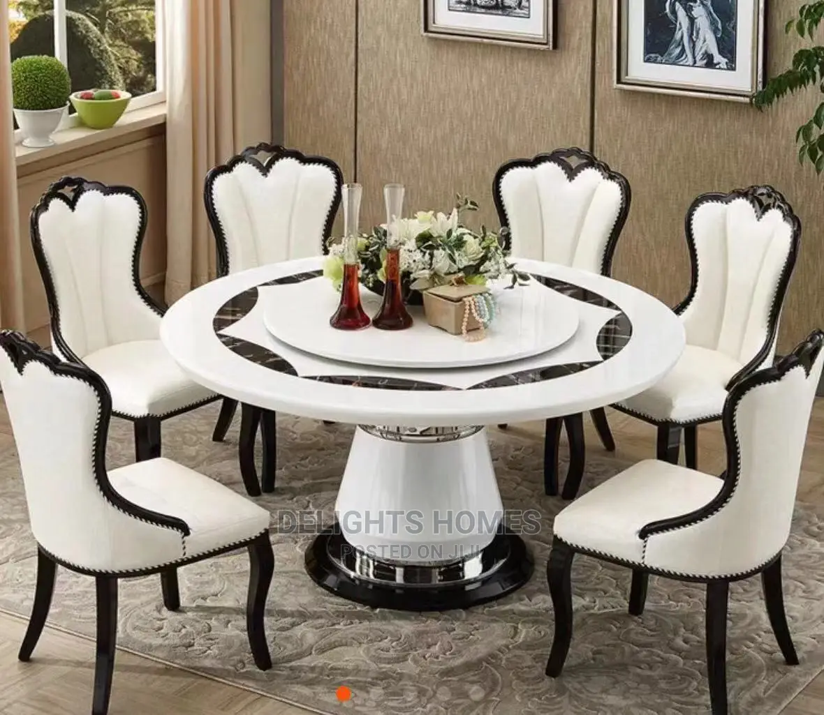 6 Seater Marble Dining Table