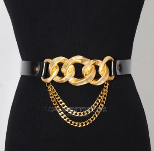 Double Layer Gold Chain Elastic Metal Waist Belts for Women