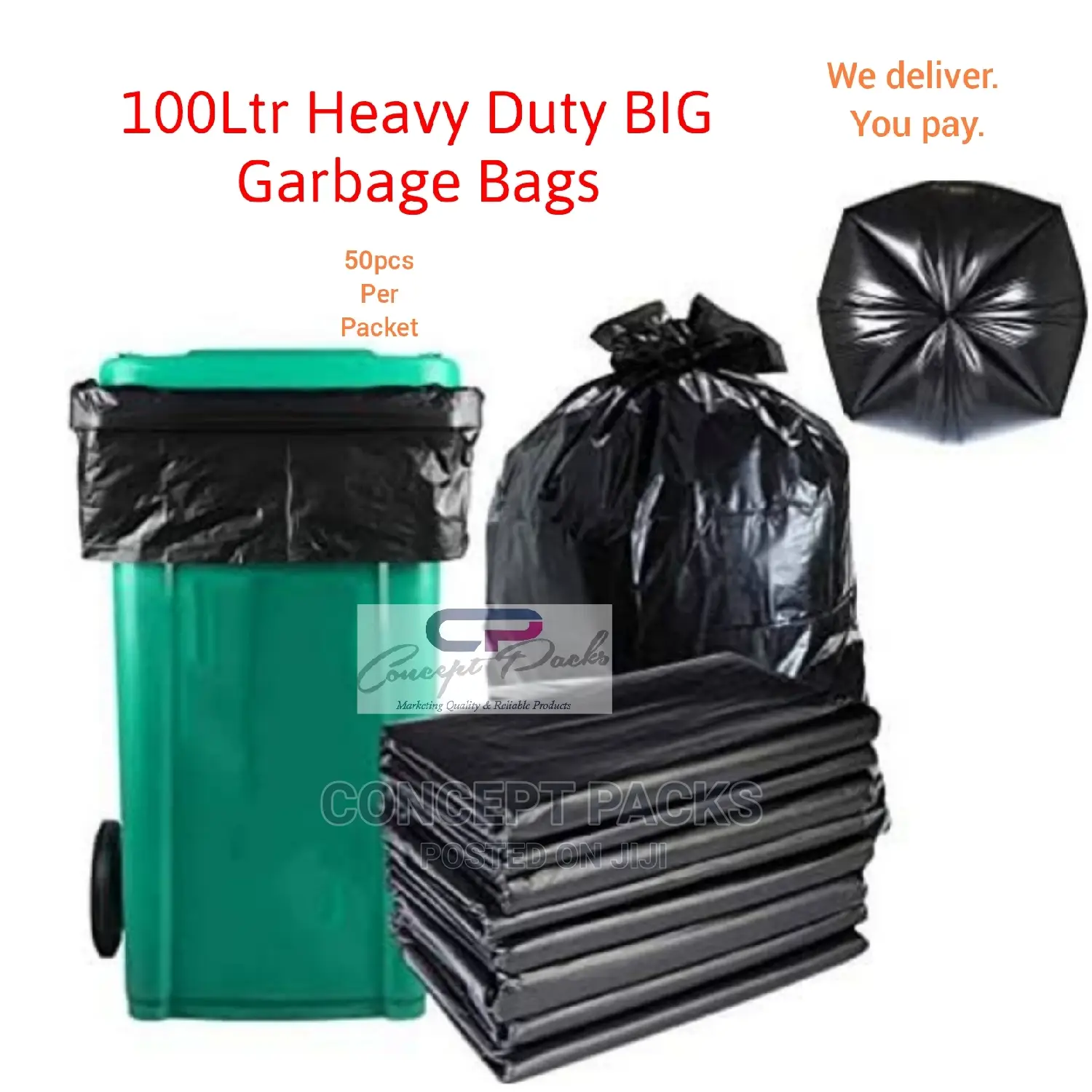 100ltr- BIG Heavy Duty Garbage Bags.
